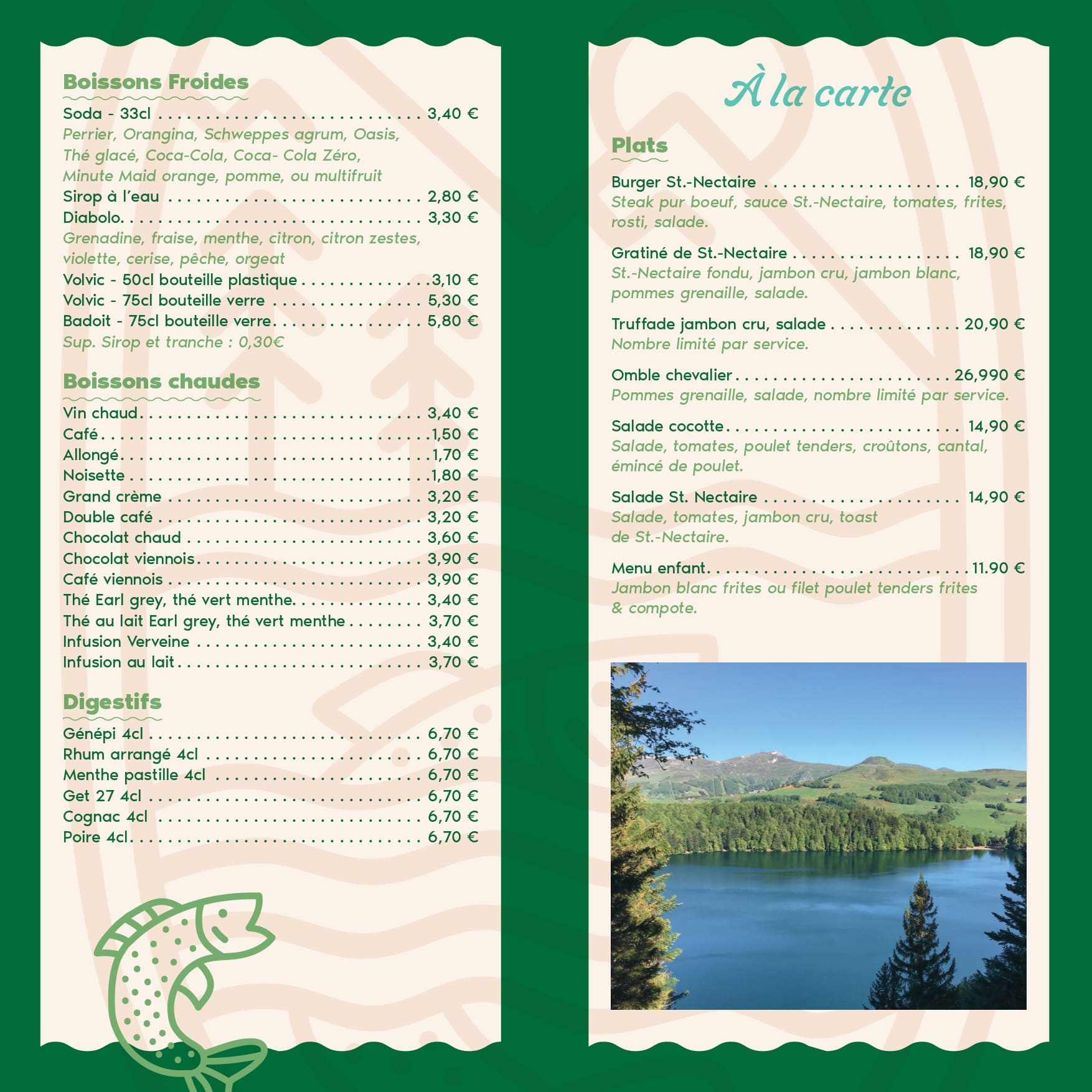 MENU Restaurant du Lac Pavin