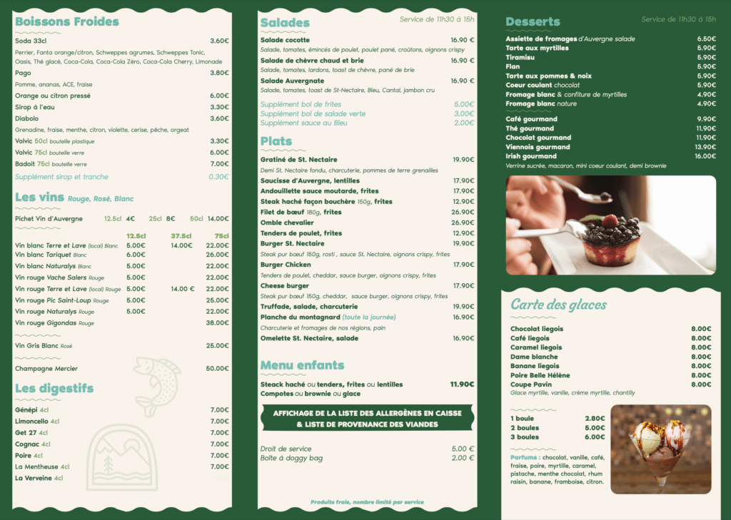 Carte Lac Pavin Resto